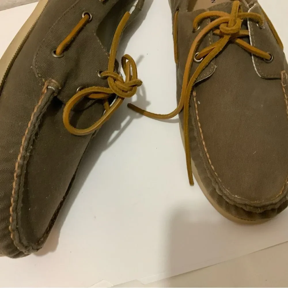 COLE HAAN Mens Canvas Slip-on Boat Shoes Size 12 M brown C14475 C15